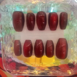 Hand painted press on nails Blood Red Cat Eye