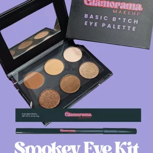 Glamorama Makeup Basic Bitch Eye Shadow palette with Black Gel Eye Liner Pencil and Light BRown EYe Liner Pencil